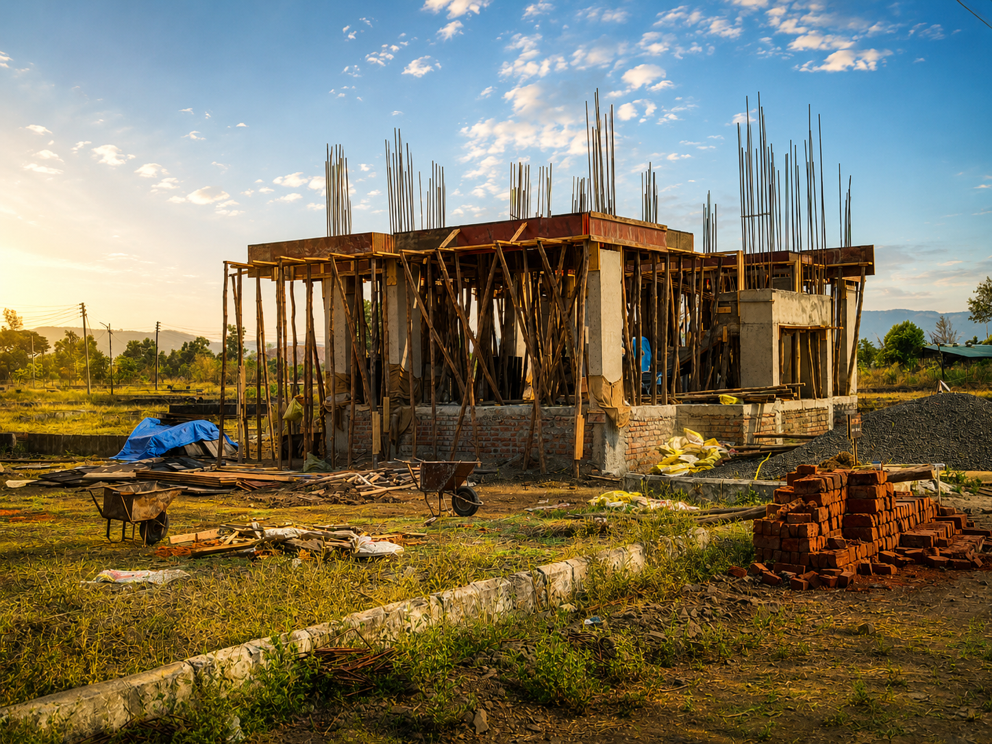 Active Villa Construction On-Site