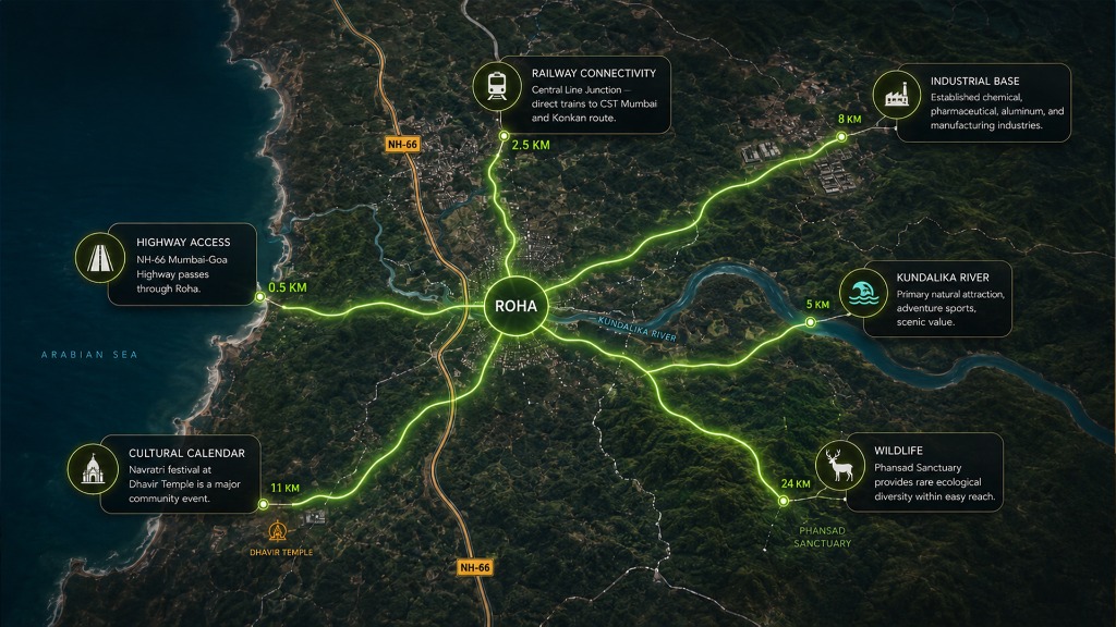 Roha Mega City Regional Strategic Location and 3D Connectivity Map